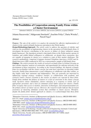 The Possibilities of Cooperation among Family Firms within a Cluster Environment-0