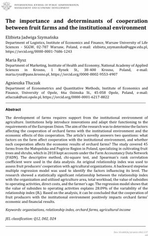 The importance and determinants of cooperation between fruit farms and the institutional environment